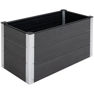 Modfu Blumenkasten aus WPC & Aluminium 100x50x55,5cm in Grau ohne Boden , Metall , 50x55.5x100 cm , Dekoration, Blumen & Blumentöpfe, Übertöpfe