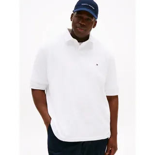 Poloshirt "BT -1985 REGULAR POLO -B", Herren, Gr. 4XL, weiß, Jersey, Obermaterial: 96% Baumwolle, 4% Elasthan, TOMMY HILFIGER BIG & TALL, regular fit normal, Rundhals, eingesetzt angesetztes Bündchen, Shirts Poloshirt, Große Größen