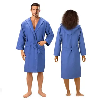 JEMIDI Sauna Bademantel für Damen und Herren lang - Mikrofaser Bademantel für Herren - Unisex Saunamantel mit Kapuze - Morgenmantel Männer und Frauen - Bathrobe Women and Men