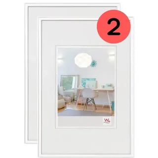 walther design Bilderrahmen weiss 42 x 59,4 cm (DIN A2) Doppelpack, New Lifestyle Kunststoffrahmen KV426WD
