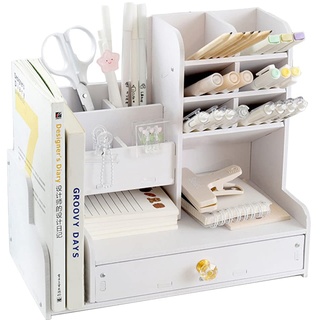 Axroad Mall Desktop-Schreibwaren-Organizer mit Schublade, weißer Stifthalter zum Selbermachen, Stift-Organizer, Schreibtisch-Organizer, Kunstbedarf, Organizer