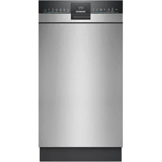 Siemens SR43ES25ME iQ300 Unterbau-Geschirrspüler, 45 cm, besonders leise, varioSpeed Plus, varioFlex Korbsystem und varioSchublade, autoOpen dry, aquaStop, Home Connect, Gebürsteter Stahl