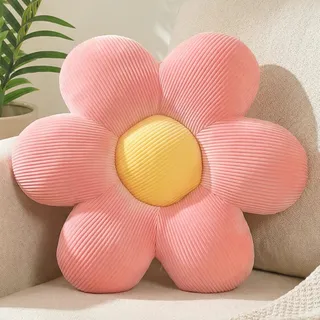 FSRONGXI Blumenkissen Rosa, Blumen Bodenkissen, Tatami Sitzkissen, Niedliche Dekor Blume Kissen, Ästhetisches Preppy Zimmer Deko Kissen für Bett, Sofa, Boden 38cm (Rosa)