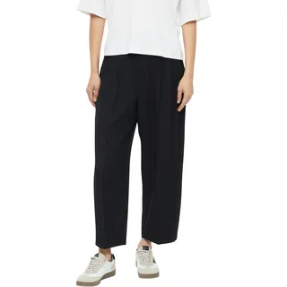 Bundfaltenhose S.OLIVER, Damen, Gr. 40, N-Gr, schwarz, Twill, Obermaterial: 75% Polyester, 21% Viskose, 4% Elasthan, bequem knöchellang, Hosen Bundfaltenhose, Hohe Leibhöhe, Barrel Beinform, knöchellang, Topseller