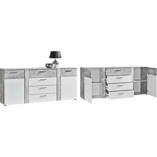 Procontour Kommode PROCONTOUR "Trenti BESTSELLER", grau (betonfarben, weiß), B:180cm H:81cm T:40cm, Sideboards, Kommode, Höhe 81 cm, mit variabel verstellbaren Einlegeböden