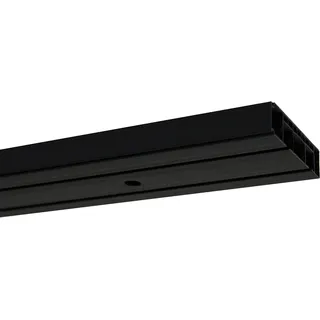 GARDINIA Vorhangschienen-Set, Komplett-Set mit 2-läufiger Vorhangschiene, Inkl. Befestigungsmaterial, Schwarz, 150 cm