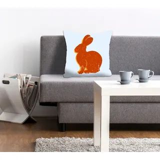 queence Dekokissen "Lindt" mit einem orangenen Hasen, orange, bedruckt