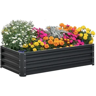Outsunny Hochbeet aus Stahl, Rostfrei Blumenkasten, Kräuterbeet für Garten, Balkon, Grau , Metall , 60x30.5x120 cm , Gartenzubehör, Hochbeete