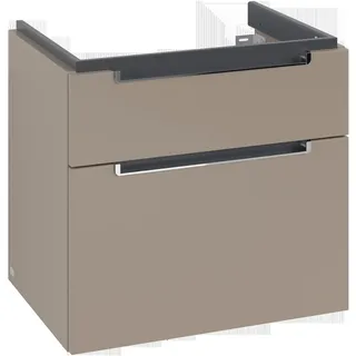 Villeroy & Boch Subway 2.0 Waschtischunterschrank, 2 Auszüge, Waschbecken mittig, 637x590x454mm, A91010VM, Farbe: Soft Grey, Griff chrom glänzend
