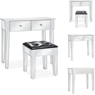 vidaXL Verspiegelter Schminktisch mit Hocker MDF und Glas - Schminktische - Silber
