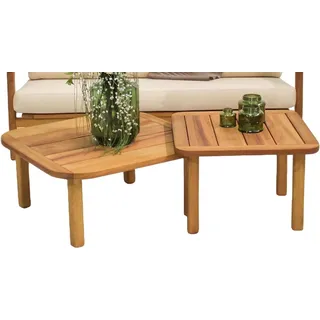 Gartenmöbel Set 2x Couchtische Kaffeetische Designertische Quadratische Tische - Braun