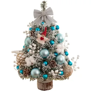 TROYSINC Mini Weihnachtsbaum mit Beleuchtung Klein Weihnachtsbaum LED Tisch Weihnachtsbaum Künstlich Geschmückt für Weihnachten Deko (Blau,60CM)