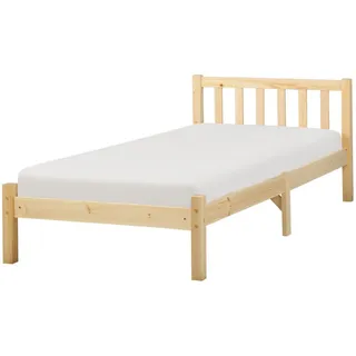 Beliani Bett mit Lattenrost 90x200 cm Heller Holzfarbton Florac , Hellbraun , 90x200 cm , Schlafzimmer, Betten