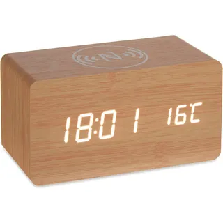 Wecker mit kabelloser Ladefunktion - Braun