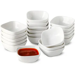 UIBFCWN Keramik Dipschalen 20er-Set, 60ml Quadratische Saucenschälchen, Dip Schälchen klein, Tapas Schalen, Sushi & Sojasauce Schälchen, kleine Schälchen für Dip, Sojasauce, Sushi, Gewürz