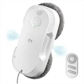 Hutt DDC56 Fensterputzroboter Doppelstrahl mit Ultraschall Sprühfunktion, Elektrischer Fensterputzer Fernbedienung mit Doppelter Wassertank Tank, Fensterkantenerkennung