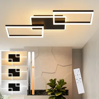 ZMH Deckenlampe LED Deckenleuchte Wohnzimmer - 80CM Schwarz Wohnzimmerlampe Decke 63W dimmbar mit Fernbedienung Modern Groß Schlafzimmerlampe Metall Küchenlampe für Schlafzimmer Küche Esszimmer Büro