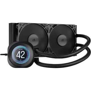 Corsair Nautilus 240 RS LCD Flüssig-CPU-Kühler – 2,1-Zoll-IPS LCD-Bildschirm, 240mm AIO, Einfache Daisy-Chain-Verbindungen, Intel LGA 1851/1700, AMD AM5/AM4 – Enthält 2X RS120-Lüfter – Schwarz