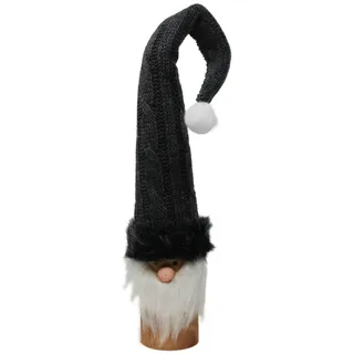 Weihnachtswichtel aus Baumstamm mit grauer Zipfelmütze Höhe 45cm