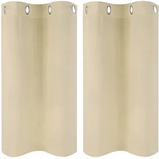 PiccoCasa 2er Set Vorhang Blickdicht Gardinen mit Ösen Verdunkelungsvorhang Kurz Scheibengardine Bistrogardine Modern für Küche Büros Wohnzimmer Schlafzimmer Beige 91H×66B cm