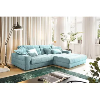 KAWOLA Ecksofa Lana Cord Recamiere rechts hellblau