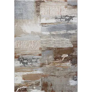 Webteppich , Braun, Creme, Grau , Textil , Abstraktes , rechteckig , 80x150 cm , Teppiche und Böden, Teppiche, Webteppiche