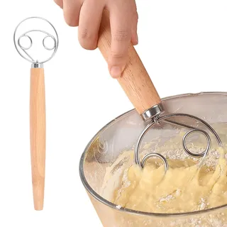 Dänischer Schneebesen, 13 Zoll Dänischer Teigbesen, Teig Schneebesen Edelstahl, Teigbesen mit bequemem und langem Griff, Teigrührer, Teigkneter, Teigmischer, Brot backen Zubehör, ideal zum Kochen