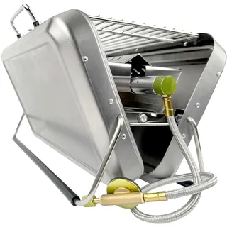Mobiler Koffergrill aus Edelstahl für Gaskartuschen und Holzkohle | Klappbarer Camping-Grill für Picknick und Outdoor | 31x20x7 cm
