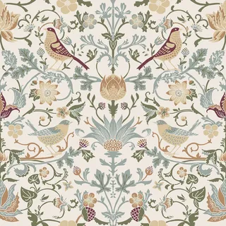 Yullpaper Selbstklebende Tapete Blumen Beige Klebefolie Muster Tapeten Wohnzimmer Blumentapete Vintage Tapete Beige Floral Vögel Muster Schrank Folie Selbstklebend Dekofolie Möbelfolie 44.5 X 1000cm