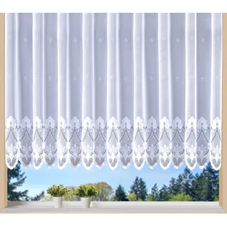 WECKBRODT Gardine »Weimar« Kräuselband 1 Stk. tlg. Jacquard, floral, Halbtransparent, Sockel, Bordüre, gebogt, Store, weiß
