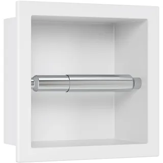 Neodrain Unterputz-Toilettenpapierhalter 304 Edelstahl WC-Rollenhalter Wandmontage Papier Halterung für Badzimmer 17.3 x 17.3cm, Weiß