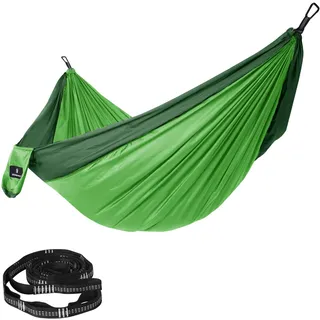 SONGMICS Hängematte ultraleicht, für 2 Personen, aus Ripstop-Nylon, bis 300 kg belastbar, 300 x 200 cm, für Rucksackreisen, Camping, Wandern, hellgrün-dunkelgrün GDC20GN