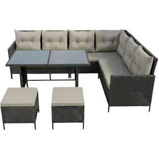 home collective Gartenmöbel Set 7-Sitzer Loungeset schwarz/beige