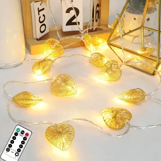 A.bigwhale Lichterketten Innen, 20 LED Lichterkette Herzen, Weihnachtslichterkette innen, Herzförmige Lichterkette USB Fairy Lights für Party Hochzeit Zimmer Valentinstag Weihnachten Deko