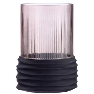 Casablanca by Gilde Casablanca Deko Vase Blumenvase Groove aus Glas - gerilltes Glas braun - Höhe 19,5 cm