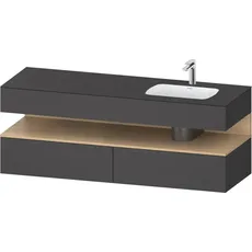 Duravit Qatego Einbauwaschtisch mit Konsolenwaschtischunterbau, 1600x550x600mm, Nische Eiche Natur, Becken rechts, QA4796030, Farbe: Graphit matt