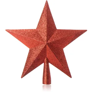 com-four® Christbaumspitze in Stern-Form - Roter Stern für die Weihnachtsbaum-Spitze - Weihnachtsbaumschmuck - Christbaum-Schmuck aus Kunststoff - glänzender Weihnachtsstern (rot)