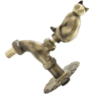 AERZETIX - C60250 - Wand-Spültischarmatur 1/2'' motiv "katze" antik retro dekorativ - klempnerei springbrunnen ornament badezimmer vintage gartenarmatur - aus messing