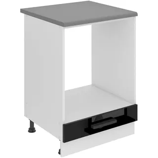 Belini Unterschrank Küche, Küchenunterschrank 60 cm Breite. SDP Küchenunterschrank mit Arbeitsplatte. Küchenschrank ohne Tür, mit Schubladen, Schwarz Hochglanz - Schwarz