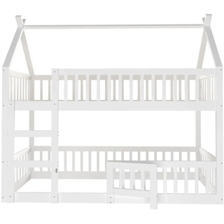 Merax Etagenbett 90x200cm Treppe Massivholz Weiß