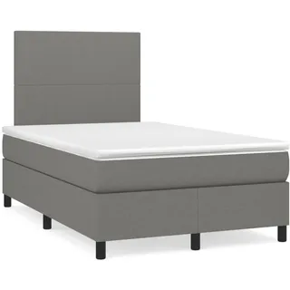 vidaXL Boxspringbett mit Matratze Dunkelgrau 120x190 cm Stoff - Grau