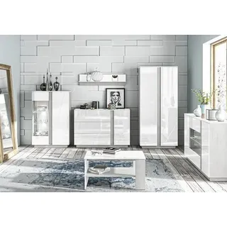 Wohnzimmer Set Hochglanz 5tlg. JVmoebel - Weiß, Grau