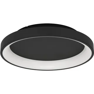 EGLO LED Deckenleuchte Loretello, runde Deckenlampe, Bürolampe dimmbar mit Fernbedienung, Metall und Kunststoff in Schwarz und Weiß, warmweiß-kaltweiß, Ø 35 cm