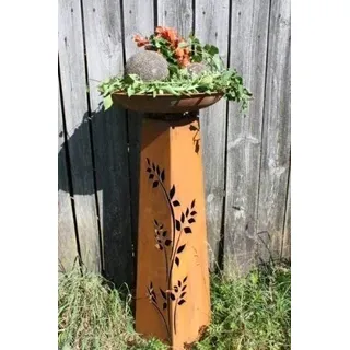 Rostikal Edelrost Gartendeko Blumensäule 1,10 m und Rost Deko Schale rund Vintage Dekoration