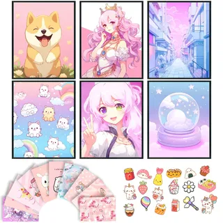 97 Decor Kawaii Wandkunst-Poster, niedliche Anime-Raumdekoration, ästhetische Collage für Schlafzimmer, Studentenheim, Kinderzimmer (20,3 x 25,4 cm, ohne Rahmen)
