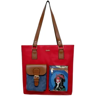 DOGO "Multi Pocket Bag Shopper-Tasche Bring Your Colours To Life Damen, Damen, Gr. B/H/T: 36cm x 8cm onesize, rot, Lacklederimitat, Taschen Umhängetasche, Handgefertigt
