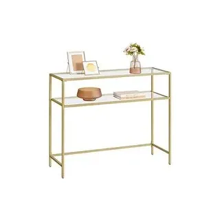 VASAGLE Konsolentisch rechteckig Glas gold 100,0 x 35,0 x 80,0 cm, 1 St.