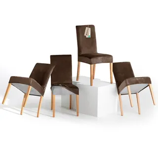 RESTILO Stuhlhussen 4er Set Stretch Stuhlhussen Abnehmbare Waschbare Stuhlbezüge Esszimmerstühle Elastischer Stuhl Überzug für Esszimmer Küche Restaurant Hotel Bankett Hochzeit Party, Sento Braun
