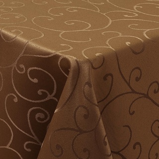 Homaxy Tischdecke Abwaschbar Rechteckig 100x140cm Polyester Tischtuch Tafeldecke Jacquard Tischwäsche Ornamente Schmutzabweisend Pflegeleicht, Braun