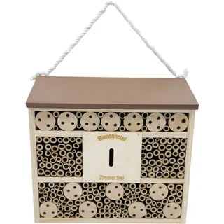 Dehner Natura Premium Insektenhotel Andrena, Insektenhaus / Nistkasten für Bienen/Schmetterlinge/Käfer, ca. 29.5 x 9.5 x 28.5 cm, Kiefern-, Tannenholz/Bambus/Sperrholz, natur